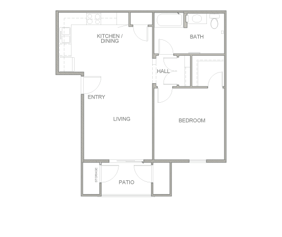 Center of Hope Apartments | One Bedroom | One Bathroom Floor Plan