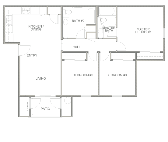 Center of Hope Apartments | Three Bedroom | Two Bathroom Floor Plan